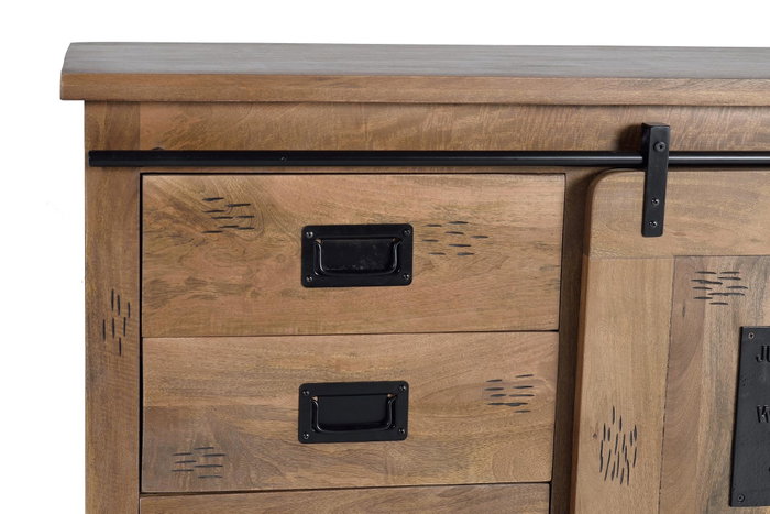 Giner y Colomer Aparador Industrial Madera de Mango Metal Natural 80 x 165 x 45 cm